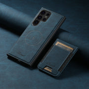 For Samsung Galaxy S24 Ultra 5G Suteni H17 Litchi Texture Leather MagSafe Detachable Wallet Phone Case(Blue)