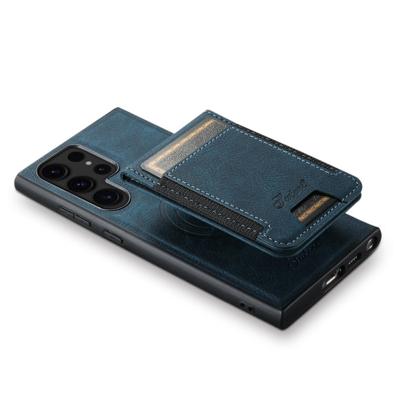 For Samsung Galaxy S24 Ultra 5G Suteni H17 Litchi Texture Leather MagSafe Detachable Wallet Phone Case(Blue)