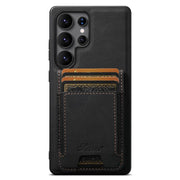 For Samsung Galaxy S25 Ultra 5G Suteni H17 Litchi Texture Leather MagSafe Detachable Wallet Phone Case(Black)