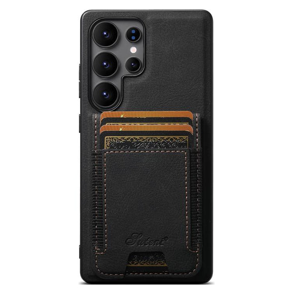 For Samsung Galaxy S25 Ultra 5G Suteni H17 Litchi Texture Leather MagSafe Detachable Wallet Phone Case(Black)