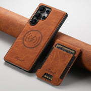 For Samsung Galaxy S25 Ultra 5G Suteni H17 Litchi Texture Leather MagSafe Detachable Wallet Phone Case(Khaki)