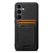 For Samsung Galaxy S25+ 5G Suteni H17 Litchi Texture Leather MagSafe Detachable Wallet Phone Case(Black)