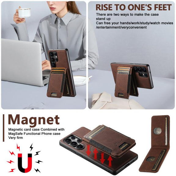 For Samsung Galaxy S25+ 5G Suteni H17 Litchi Texture Leather MagSafe Detachable Wallet Phone Case(Brown)