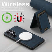 For Samsung Galaxy S25+ 5G Suteni H17 Litchi Texture Leather MagSafe Detachable Wallet Phone Case(Blue)
