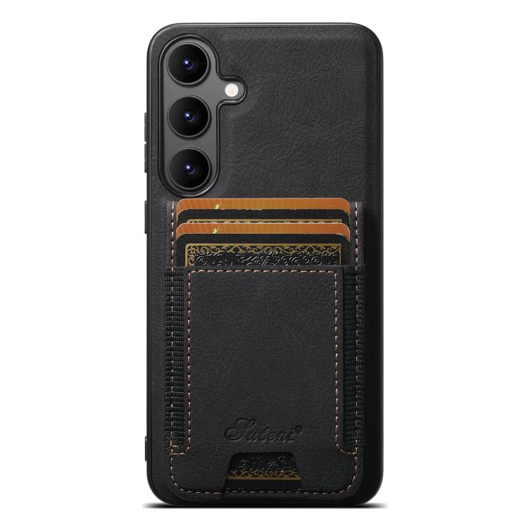 For Samsung Galaxy S25 5G Suteni H17 Litchi Texture Leather MagSafe Detachable Wallet Phone Case(Black) - free shipping - PMC TechLife - Order now!