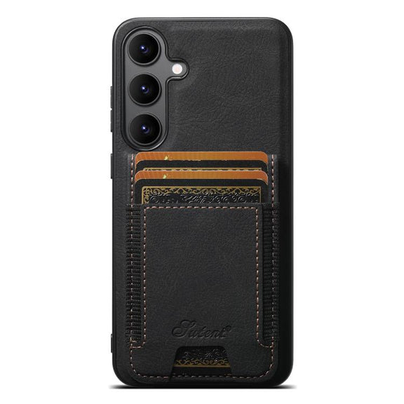 For Samsung Galaxy S25 5G Suteni H17 Litchi Texture Leather MagSafe Detachable Wallet Phone Case(Black)