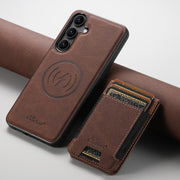 For Samsung Galaxy S25 5G Suteni H17 Litchi Texture Leather MagSafe Detachable Wallet Phone Case(Brown)