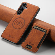 For Samsung Galaxy S25 5G Suteni H17 Litchi Texture Leather MagSafe Detachable Wallet Phone Case(Khaki)
