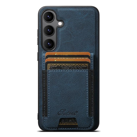 For Samsung Galaxy S25 5G Suteni H17 Litchi Texture Leather MagSafe Detachable Wallet Phone Case(Blue)
