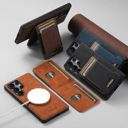 For Samsung Galaxy S25 Ultra 5G Suteni H17 Litchi Texture Leather MagSafe Detachable Wallet Phone Case(Black)