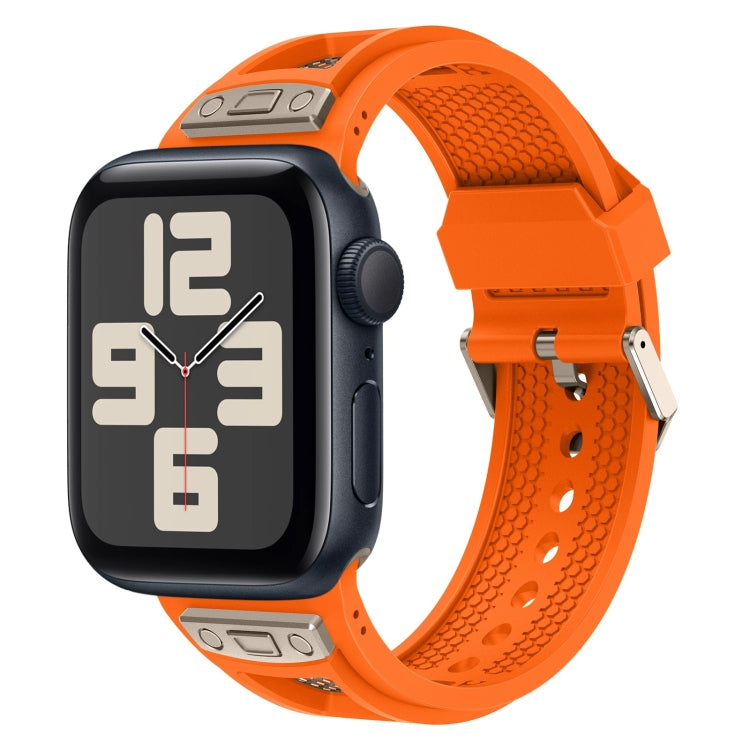 For Apple Watch SE 2023 44mm Breathable Stainless Steel Mesh TPU Watch Band(Orange Titanium) - Watch Bands by PMC TechLife | Online Shopping South Africa | PMC TechLife