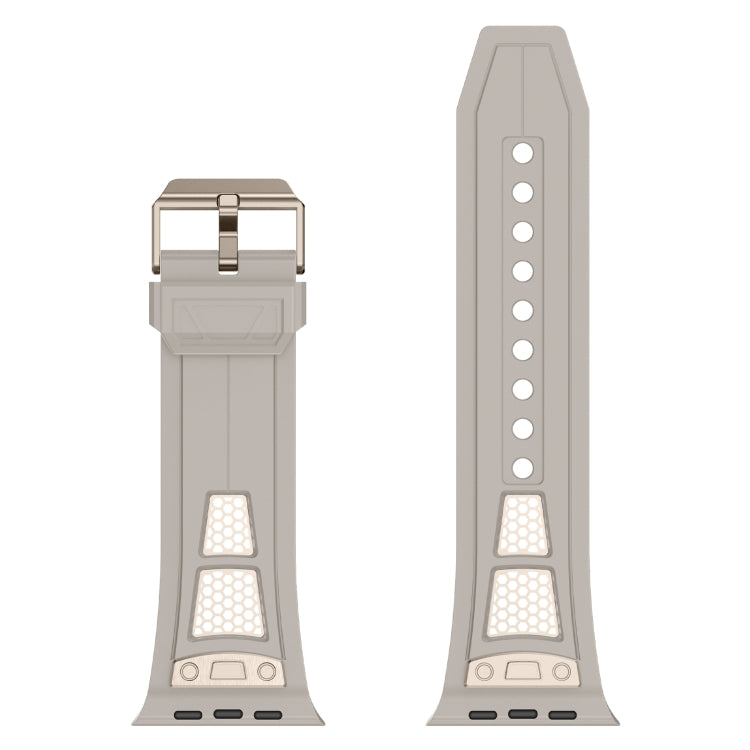 For Apple Watch SE 2023 44mm Breathable Stainless Steel Mesh TPU Watch Band(Starlight Titanium) - Watch Bands by PMC TechLife | Online Shopping South Africa | PMC TechLife