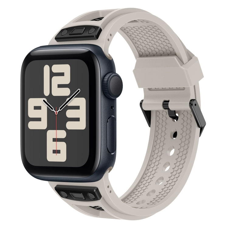For Apple Watch SE 2023 44mm Breathable Stainless Steel Mesh TPU Watch Band(Starlight Black) - free shipping - PMC TechLife - Order now!