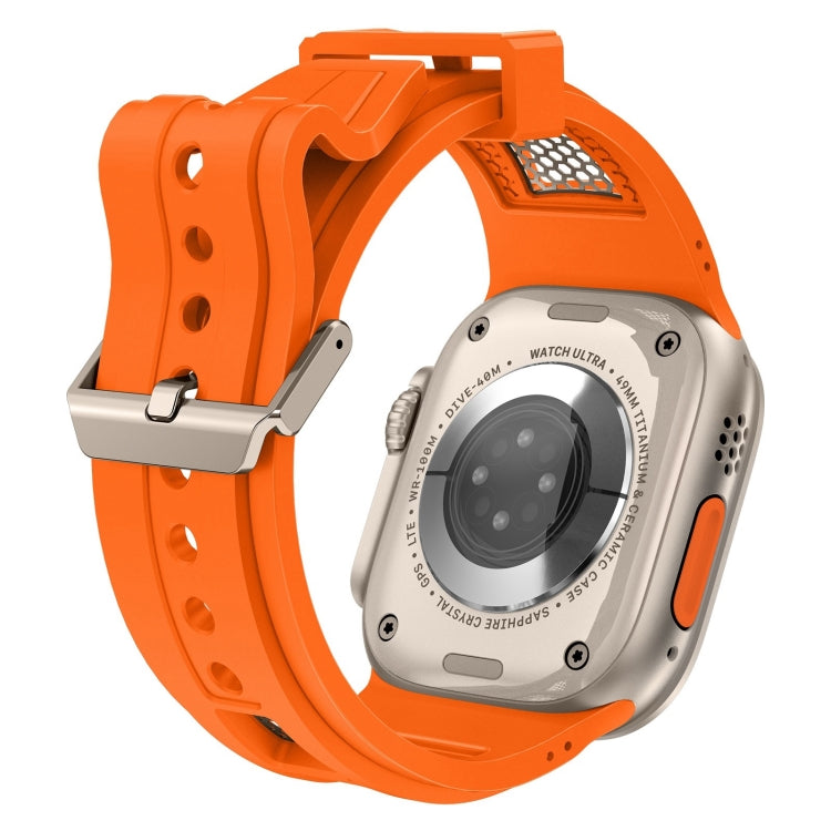 For Apple Watch Ultra 2 49mm Breathable Stainless Steel Mesh TPU Watch Band(Orange Titanium) - Watch Bands by PMC TechLife | Online Shopping South Africa | PMC TechLife