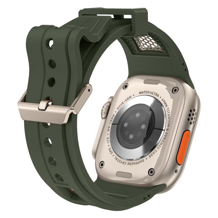 For Apple Watch Ultra 2 49mm Breathable Stainless Steel Mesh TPU Watch Band(Green Titanium) - Watch Bands by PMC TechLife | Online Shopping South Africa | PMC TechLife
