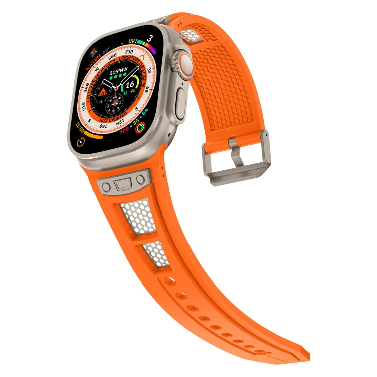 For  Apple Watch Series 9 45mm Breathable Stainless Steel Mesh TPU Watch Band(Orange Titanium) - Watch Bands by PMC TechLife | Online Shopping South Africa | PMC TechLife