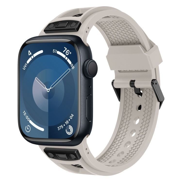 For  Apple Watch Series 9 45mm Breathable Stainless Steel Mesh TPU Watch Band(Starlight Black) - Watch Bands by PMC TechLife | Online Shopping South Africa | PMC TechLife