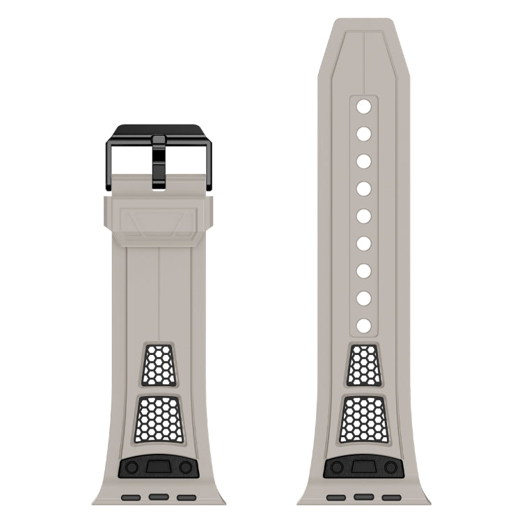 For  Apple Watch Series 9 45mm Breathable Stainless Steel Mesh TPU Watch Band(Starlight Black) - Watch Bands by PMC TechLife | Online Shopping South Africa | PMC TechLife