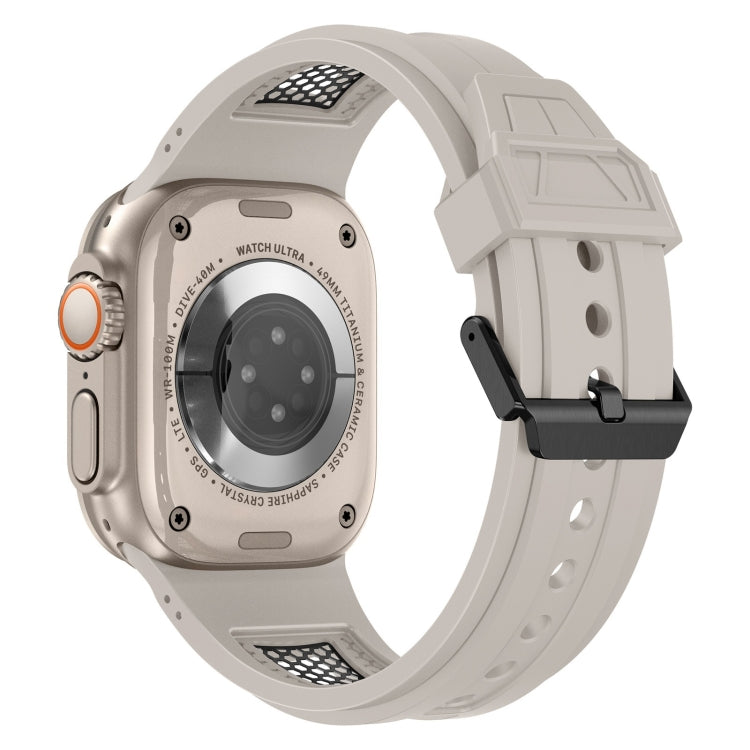 For  Apple Watch Series 9 45mm Breathable Stainless Steel Mesh TPU Watch Band(Starlight Black) - Watch Bands by PMC TechLife | Online Shopping South Africa | PMC TechLife