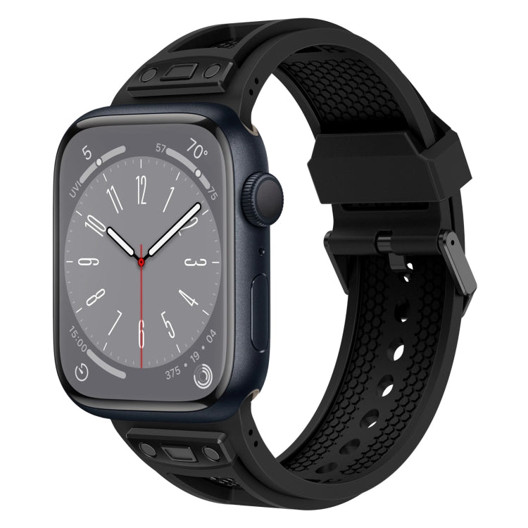 For Apple Watch Series 8 45mm Breathable Stainless Steel Mesh TPU Watch Band(Black Black) - free shipping - PMC TechLife - Order now!