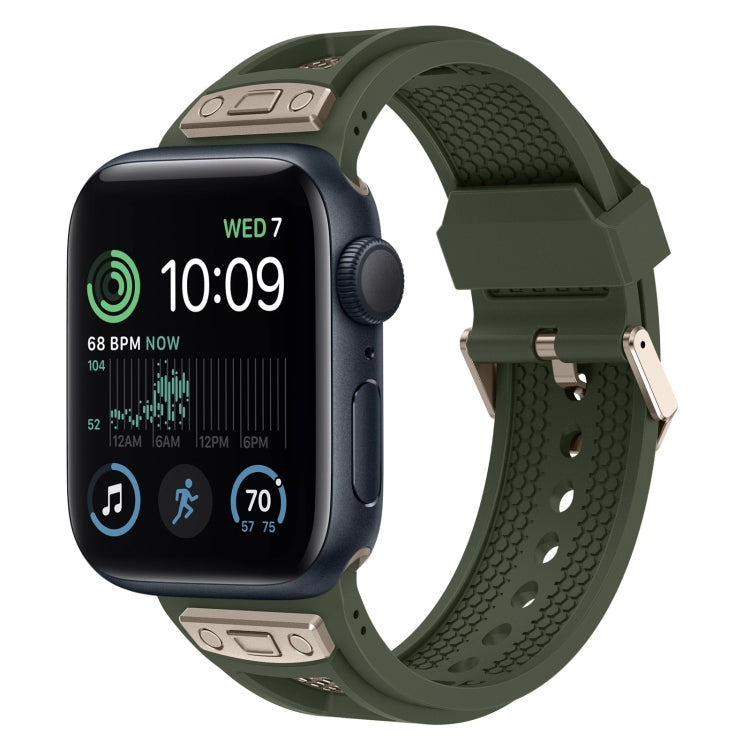 For Apple Watch SE 2022 44mm Breathable Stainless Steel Mesh TPU Watch Band(Green Titanium) - free shipping - PMC TechLife - Order now!