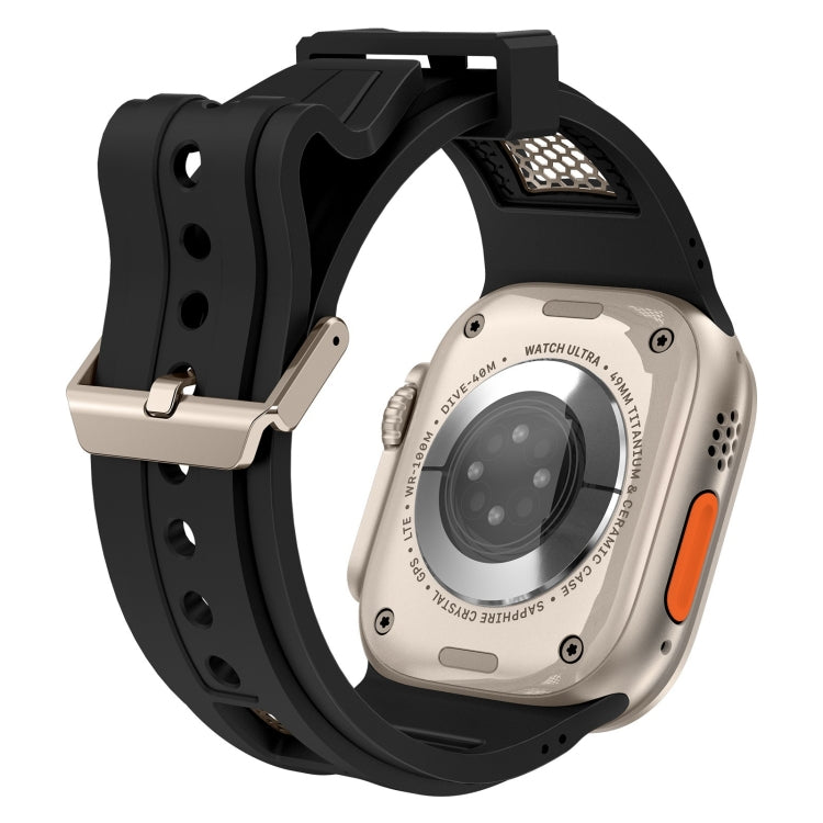 For Apple Watch SE 2022 44mm Breathable Stainless Steel Mesh TPU Watch Band(Black Titanium) - Watch Bands by PMC TechLife | Online Shopping South Africa | PMC TechLife