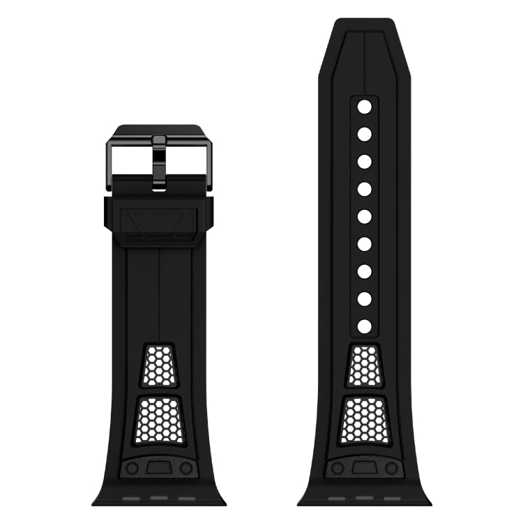For Apple Watch SE 2022 44mm Breathable Stainless Steel Mesh TPU Watch Band(Black Black) - Watch Bands by PMC TechLife | Online Shopping South Africa | PMC TechLife