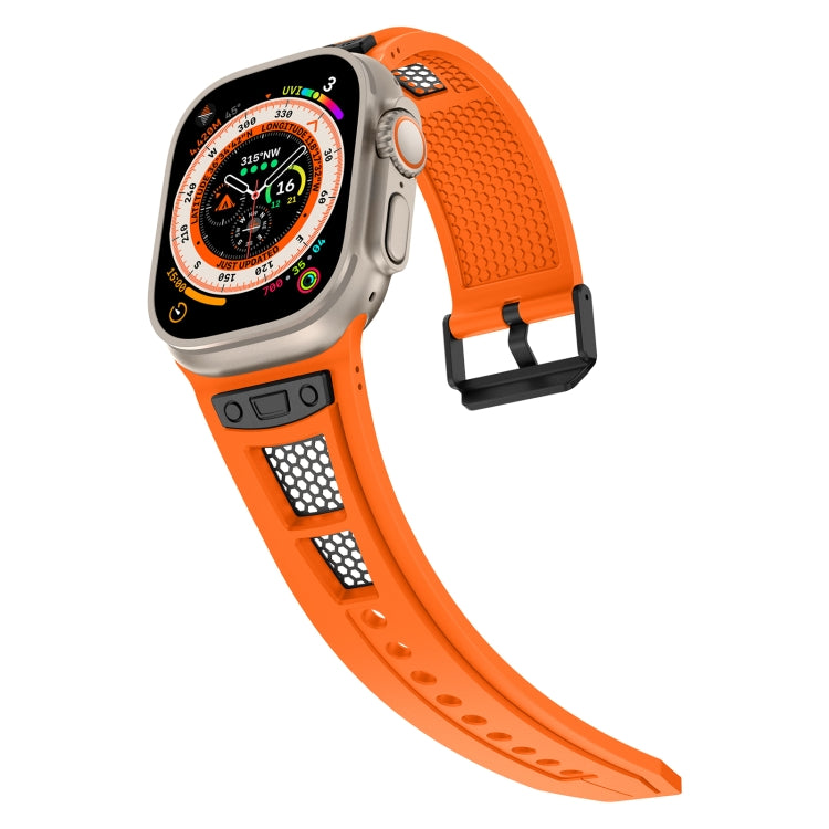 For Apple Watch Series 7 45mm Breathable Stainless Steel Mesh TPU Watch Band(Orange Black) - Watch Bands by PMC TechLife | Online Shopping South Africa | PMC TechLife