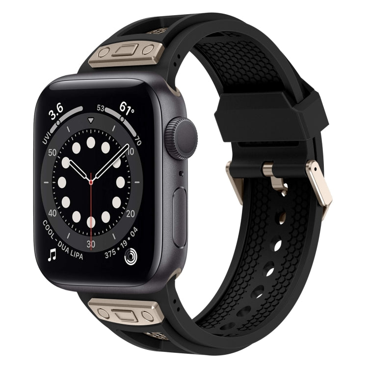 For Apple Watch Series 6 44mm Breathable Stainless Steel Mesh TPU Watch Band(Black Titanium) - Watch Bands by PMC TechLife | Online Shopping South Africa | PMC TechLife