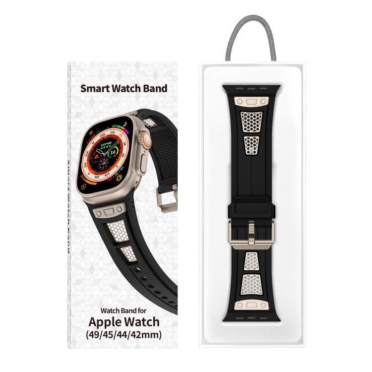 For Apple Watch Series 6 44mm Breathable Stainless Steel Mesh TPU Watch Band(Black Titanium) - Watch Bands by PMC TechLife | Online Shopping South Africa | PMC TechLife