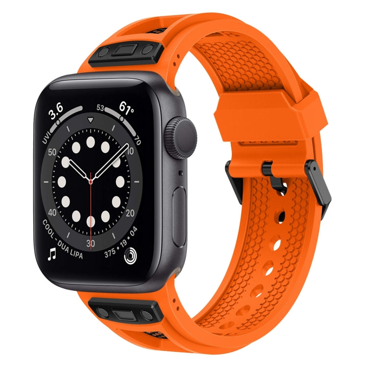 For Apple Watch Series 6 44mm Breathable Stainless Steel Mesh TPU Watch Band(Orange Black) - Watch Bands by PMC TechLife | Online Shopping South Africa | PMC TechLife
