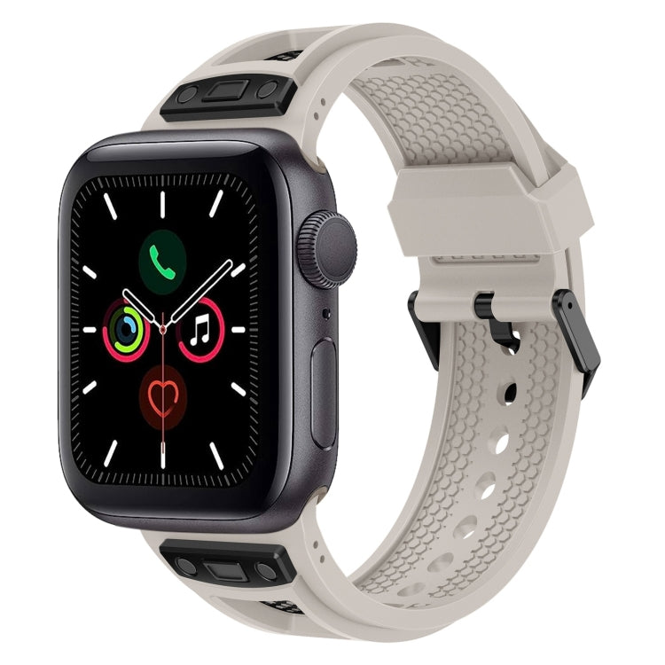 For Apple Watch Series 5 44mm Breathable Stainless Steel Mesh TPU Watch Band(Starlight Black) - Watch Bands by PMC TechLife | Online Shopping South Africa | PMC TechLife