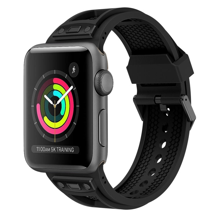 For Apple Watch Series 3 42mm Breathable Stainless Steel Mesh TPU Watch Band(Black Black) - free shipping - PMC TechLife - Order now!