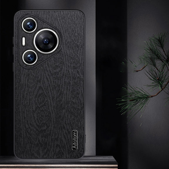 For Huawei Pura 70 Pro Tree Bark Leather Shockproof Phone Case(Grey)