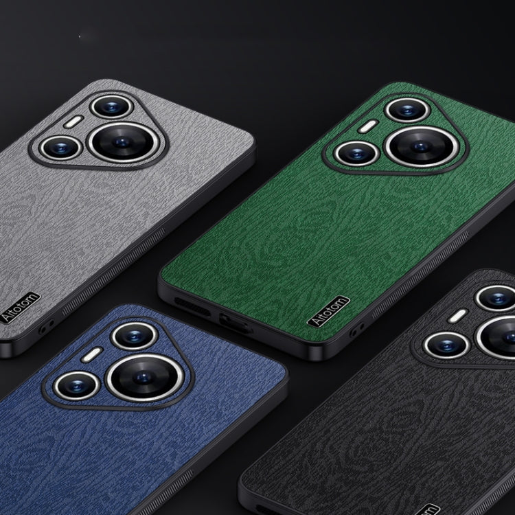 For Huawei Pura 70 Pro Tree Bark Leather Shockproof Phone Case(Blue)