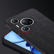 For Huawei Pura 70 Pro Tree Bark Leather Shockproof Phone Case(Blue)