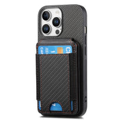 For iPhone 16 Pro Carbon Fiber Vertical Flip Wallet Stand Phone Case(Black)