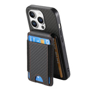 For iPhone 16 Pro Max Carbon Fiber Vertical Flip Wallet Stand Phone Case(Black)
