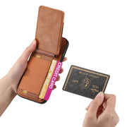 For iPhone 16 Pro Max Carbon Fiber Vertical Flip Wallet Stand Phone Case(Brown)