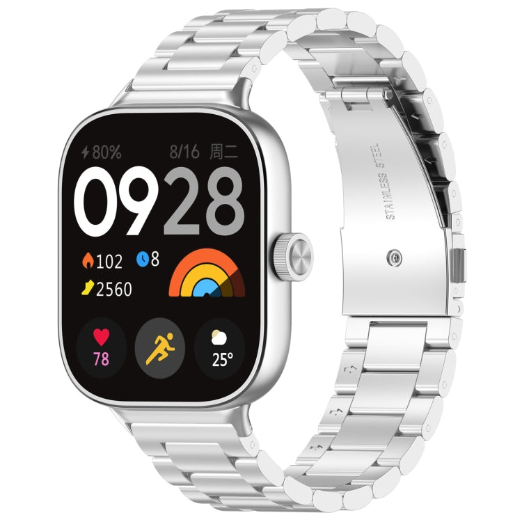 For Redmi Watch 4 / Watch 5 Three Bead Stainless Steel Metal Watch Band(Silver) - Watch Bands by PMC TechLife | Online Shopping South Africa | PMC TechLife | Buy Now Pay Later Mobicred