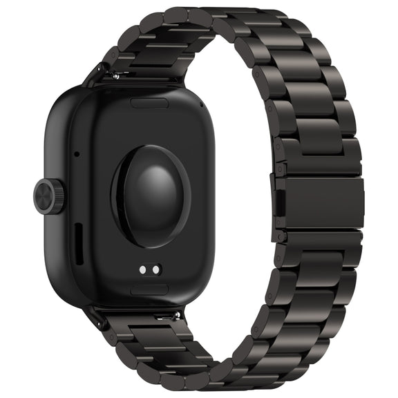 For Redmi Watch 4 / Watch 5 Three Bead Stainless Steel Metal Watch Band(Black)