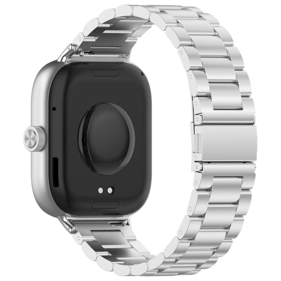 For Xiaomi Mi Band 8 Pro Three Bead Stainless Steel Metal Watch Band(Silver)