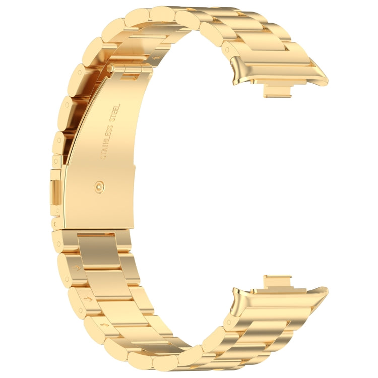 For Xiaomi Mi Band 8 Pro Three Bead Stainless Steel Metal Watch Band(Gold) - Watch Bands by PMC TechLife | Online Shopping South Africa | PMC TechLife