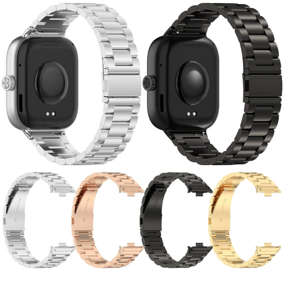 For Xiaomi Mi Band 8 Pro Three Bead Stainless Steel Metal Watch Band(Black)