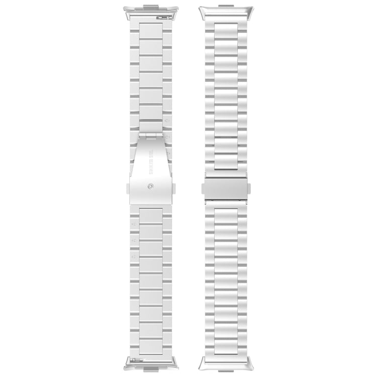 For Xiaomi Mi Band 8 Pro Three Bead Stainless Steel Metal Watch Band(Silver)