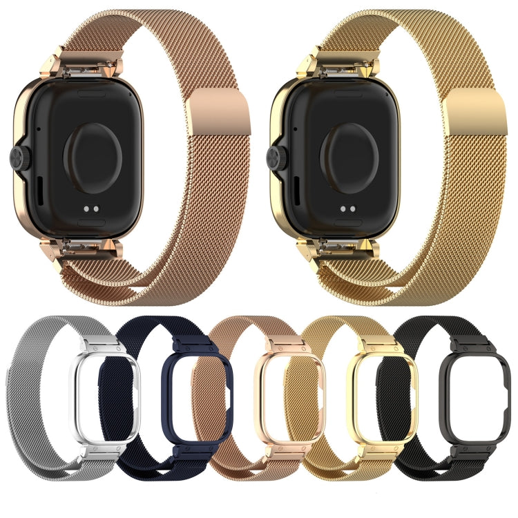 For CMF Watch Pro D395 Metal Frame + Milanese Integrated Magnetic Watch Band(Black)