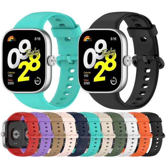 For Redmi Watch 4 Solid Color Colorful Buckle Silicone Watch Band(Coffee)
