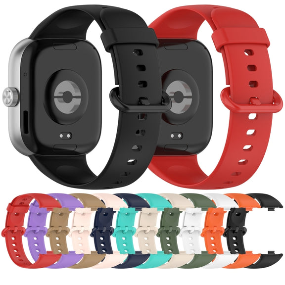 For Redmi Watch 4 Solid Color Colorful Buckle Silicone Watch Band(Coffee)