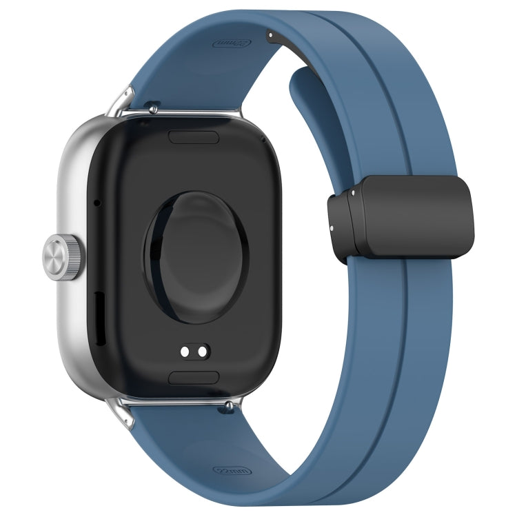 For Redmi Watch 4 Groove Folding Magnetic Buckle Silicone Watch Band(Blue)