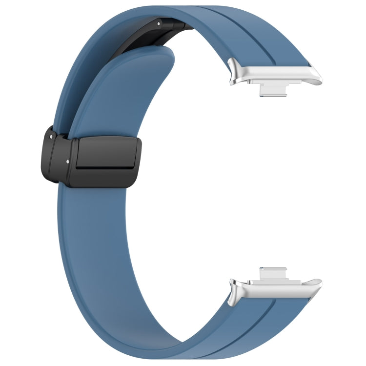 For Redmi Watch 4 Groove Folding Magnetic Buckle Silicone Watch Band(Blue)